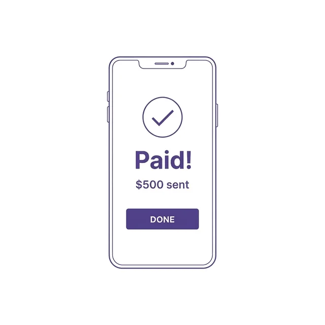 Phone showing payment successful — thank you